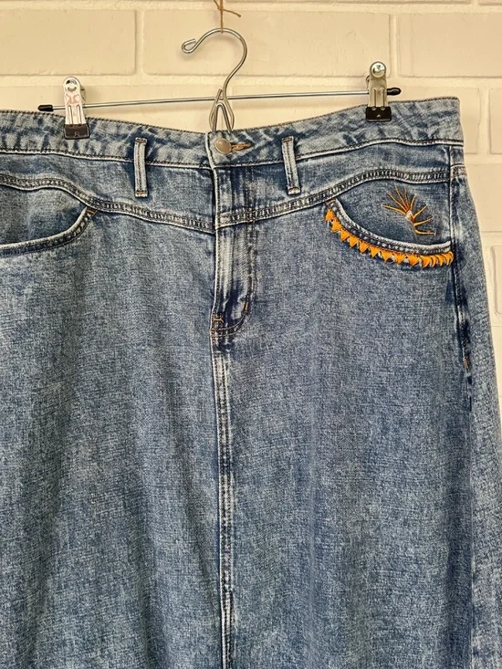 Brooklyn Dolly Long Cotton Jean Maxi Skirt Large - Picture 6 of 15